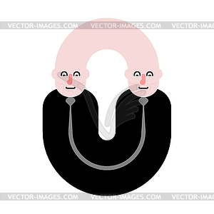 Siamese twins . Fused people - vector image