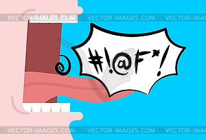 Shout swearing words in speech bubble. Cry Open - vector clipart