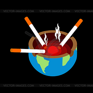 Пешеходная планета с сигаретами. копчение - стоковый векторный клипарт