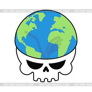 Earth Death skull to planet. End of world - vector image