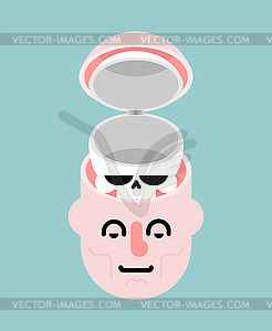 Structure of head. Skull and face. Open head - vector clip art