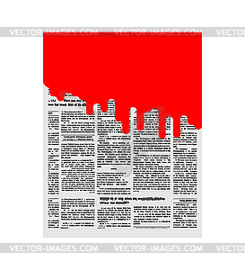 Blood in newspaper. Red page of magazine. Bad news - vector clipart