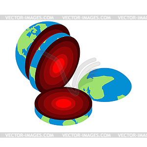 Slice of earth. Core Center of planet. Structure - vector image