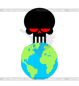 Earth Death skull to planet. End of world - vector image