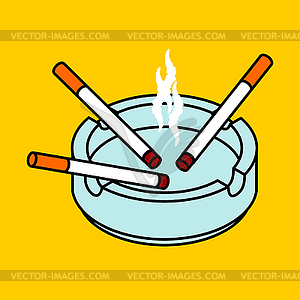 Ashtray with cigarettes . Accessory of smoker - vector clipart