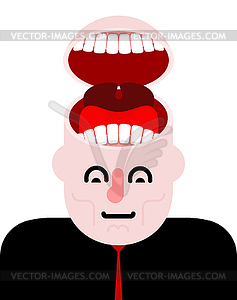 Open head with teeth. Tongue and open mouth. - vector clip art