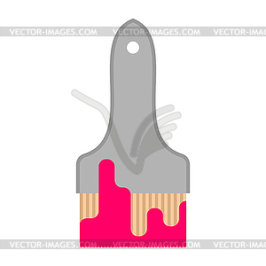 Brush for red paint  - vector image