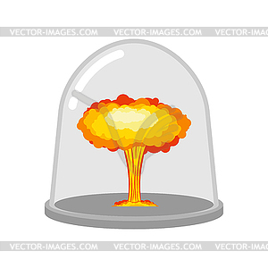 Ядерный взрыв в стеклянном колоколе. лаборатория - векторное изображение