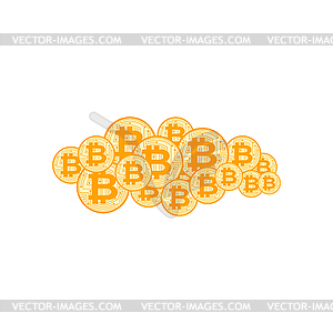 Cloud Bitcoin. Stock of crypto currency. Virtual - vector clip art