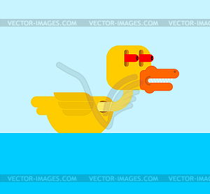 Duck in shock cartoon style. Frightened eyes. - vector clipart