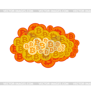 Cloud Bitcoin. Stock of crypto currency. Virtual - vector image