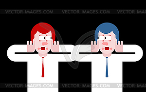Shock in office. Panic people. mental jolt and fear - vector image