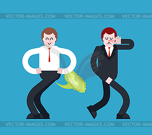 Fart. Man are running away. Bad smell. Cloud Stench - vector clipart / vector image