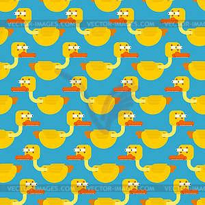 Duck in shock seamless pattern. Frightened eyes - vector image