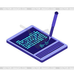 Electronic signature tablet. Props of electronic - vector clipart