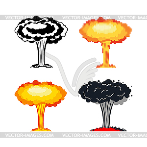 Nuclear explosion set. War. large red explosive - vector clipart