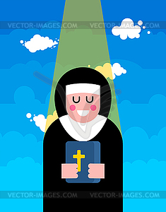 Nun and Blessing. Religious woman - vector image