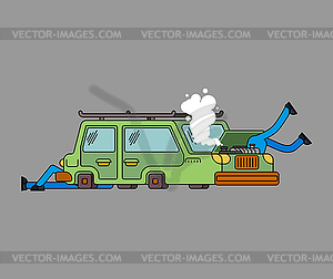 Car repair. Mechanic at work. Engine started to - vector clipart