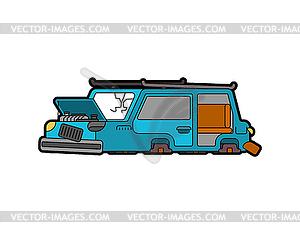 Car broken . Auto and Blown wheels. shattered glass - royalty-free vector image