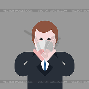 Man in respirator. Guy in mask of dust. Contaminate - vector image