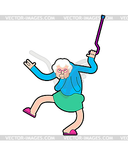 Grandmother Dance. Grandma Dances. Old lady cool. - vector image