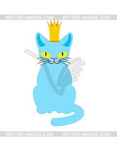 Cat King in crown. Royal pet boss - vector clipart