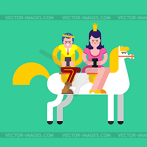 Prince and Princess horse and smartphone. Kings - vector clip art
