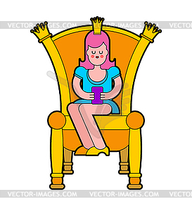 Принцесса на троне. Королевский стул - изображение векторного клипарта