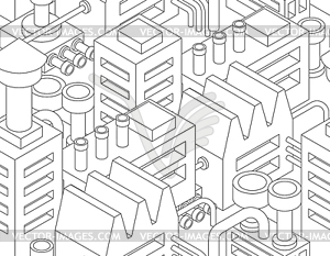 Plant industrial pattern seamless. manufactory - vector clipart