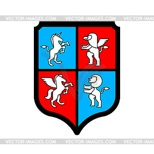 Shield and Animals heraldic set symbol. Pegasus - vector EPS clipart