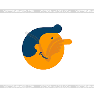Cheerful face of retro cartoon style - vector image