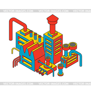 Plant industrial Isometric. Factory pop art style. - vector clipart