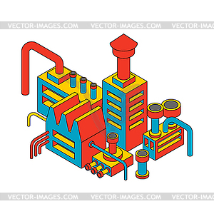 Завод промышленный изометрический. Фабричный стиль поп-арта. - векторное изображение EPS
