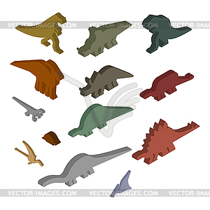 Dinosaur Isometric Set. Ancient animal. Diplodocus - vector image