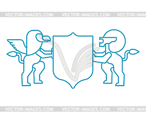 Lion and Gryphon Shield heraldic symbol. Sign Anima - royalty-free vector image