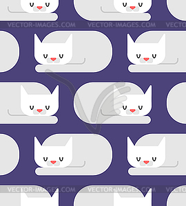 Cat sleeps pattern seamless. Sleeping pet - vector clipart