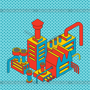 Plant industrial Isometric. Factory pop art style. - vector clip art