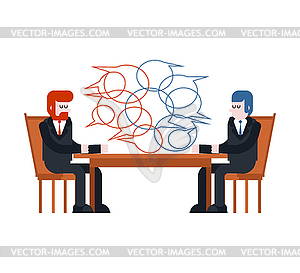 Business negotiations. Two businessmen are sitting - vector clip art