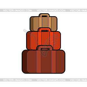 Pyramid of suitcases. Many bag  - vector clip art