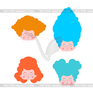 Little girl set hairstyles. Colorful hair - vector image