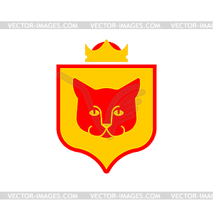 Cat Shield heraldic symbol. Sign pet for coat of - vector clipart