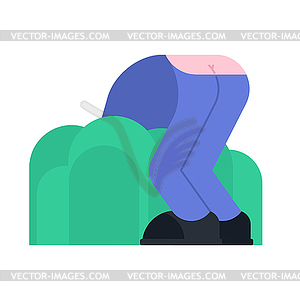 Man bends down and seeks - vector image