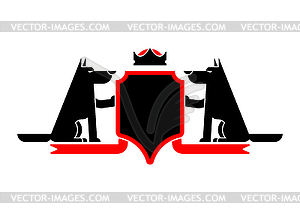 Wolf and Shield heraldic symbol werewolf. Forest - vector clipart