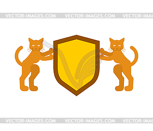 Cat and Shield heraldic symbol. Pet for coat of - vector clipart