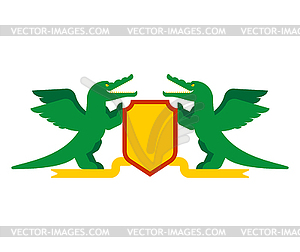 Crocodile and Shield heraldic symbol. Royal - royalty-free vector image