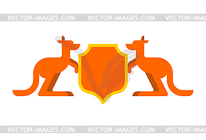 Kangaroo and Shield heraldic symbol. Australian - vector clipart