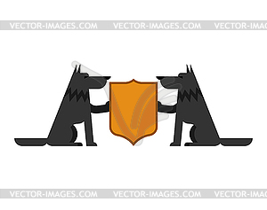 Вольф и щит геральдический символ оборотня. лес - рисунок в векторном формате
