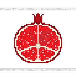 Pomegranate pixel art. Red fresh juicy fruit 8 - vector image