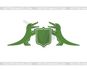 Crocodile and Shield heraldic symbol. Royal - vector image