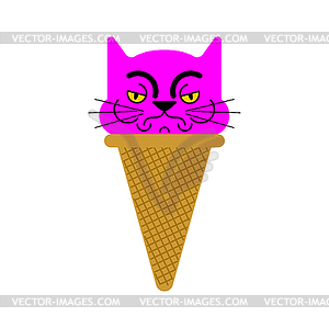 Grumpy cat Ice cream. Angry pet Icecream - vector clip art